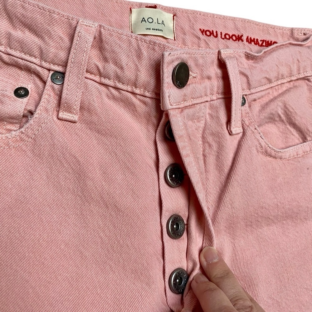 Alice + Olivia AO.LA Pink High Rise Girlfriend Jeans 28 Blush Straight Leg - Picture 4 of 12